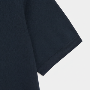 T-shirt à manches courtes pour homme, bleu marine, col rond, coupe classique, en coton tricoté, vêtements décontractés - Product Image 6