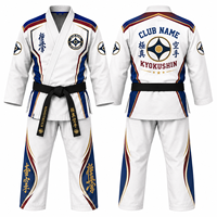 Kimono de karaté Kyokushin blanc et bleu, imprimé par transfert thermique, manches longues, col en V, coton respirant, uniforme unisexe adulte MEGAMAPLE