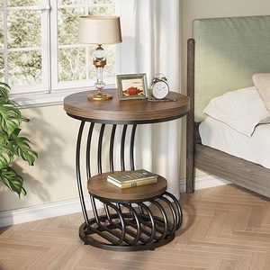 Modern Industrial Wood Top <b>Iron</b> Frame Coffee <b>Table</b> with Storage Shelf and 1-Year Warranty for Bedroom Home Furniture - Product Image 2