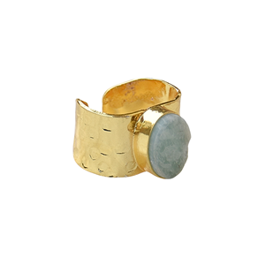 Wholesale Amazonite <b>Adjustable</b> <b>Ring</b> Semi-Precious Stone Gold Plated Statement <b>Ring</b> Handmade Jewelry Bulk Supply - Product Image 5