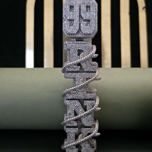Pendentif Lettre Hip Hop en Argent 925 Entièrement Sertie de Diamants Moissanite VVS Personnalisé avec Nom - Product Image 1