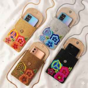 Bolso para Teléfono con Cuentas y Correa Larga, Cartera Móvil de Lujo con Cuentas y Bordado de Cristal, Etiquetas y Tarjetas - Product Image 1