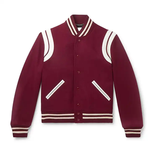 Veste universitaire unie de haute qualité pour homme avec manches classiques, style veste de moto d'hiver avec motif lettres - Product Image 1