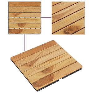 Carreaux de terrasse à motif vertical en bois massif de teck 10pcs 11.8 "x 11.8" Plancher extérieur de qualité supérieure - Product Image 5