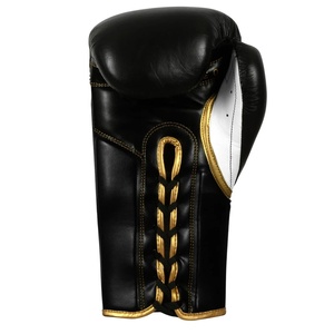 Fabrication en usine de gants de boxe marron en cuir de vachette véritable, gants de boxe professionnels 14 oz, gants de boxe à lacets. - Product Image 5
