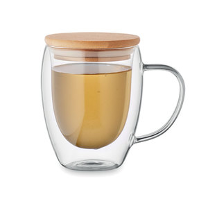Tazza di vetro a doppia parete da 250ml con coperchio per bevande calde e fredde da utilizzare in movimento - Product Image 3