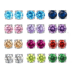 Fashion Trendy High Polish Non-Tarnish Gold Plated 14K Solid Gold Zircon <b>Stud</b> Earrings <b>for</b> Women <b>Men</b> Anniversary Wedding Gift - Product Image 3