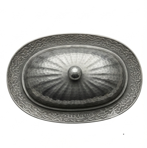 Assiette de service en métal la plus vendue avec couvercle, design martelé vintage, motif uni, vaisselle de fête - Product Image 5