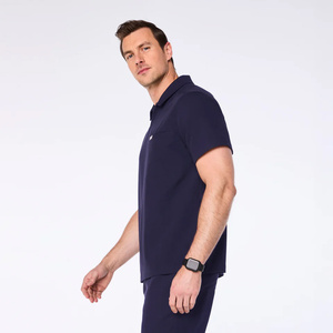 Fashion Zipper Pullover Men's Nurse <b>Scrub</b> <b>Top</b> Uniforms Set Stretch Hospital Jogger Cotton Blends Twill Silk Screen - Product Image 4