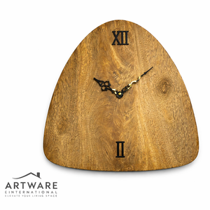 Horloge murale en bois de forme arquée de qualité supérieure avec chiffres romains noirs, mouvement silencieux décoratif, design moderne pour la maison, le salon - Product Image 1
