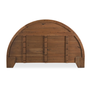 Cadre de lit plateforme moderne en teck massif avec tête de lit en arche incurvée, lit en bois minimaliste, meubles de chambre à coucher, taille king - Product Image 2