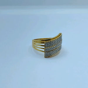 Elegant 22K Gold <b>Mens</b> <b>Ring</b> with Triple Diamond Layer Curved Design Stylish Heavy Finger <b>Ring</b> Luxury Jewellery - Product Image 2