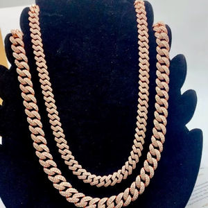 Chaîne cubaine de luxe plaquée or 18 carats de 22 mm, style hip-hop, avec 2 rangs de moissanite, pour homme - Product Image 1