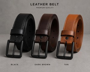 Ceinture en cuir véritable avec logo personnalisé en relief, pour homme, en cuir de buffle pleine fleur, ceinture de luxe de créateur, LMB-0089 - Product Image 2