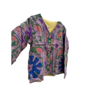 Kantha Suzani abrigo largo de invierno para mujer estilo bohemio bordado a mano prendas de vestir exteriores de algodón borde crudo impreso transpirable tamaño - Product Image 3