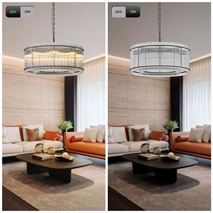 Lampadario Moderno Nero a 2 Livelli con 8 Luci in Cristallo Effetto Ondulato da 37 Pollici per Sala da Pranzo, Soggiorno, Camera da Letto, Finitura Lucida - Product Image 5