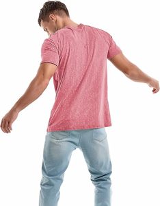 Camiseta de Manga Larga para Hombre, Color Rosa Sólido, Cuello Redondo, Estilo Holgado, Tejido de Punto, 100% Algodón, Diseño en Blanco para Impresión Digital - Product Image 5