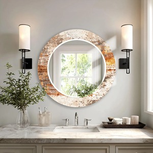 Round Glass Wall <b>Mirror</b> Weathered Copper Patina Inspired Design Handmade Bone Inlay Modern Bathroom Vanity <b>Mirror</b> REHMAN CRAFT - Product Image 3