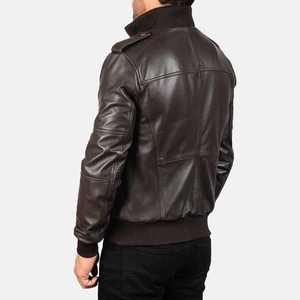 <b>Men's</b> Genuine <b>Leather</b> Zippered Varsity <b>Jacket</b> Spring Season 3XL Size Breathable & Windproof - Product Image 4