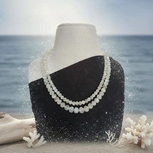 Wholesale 46cm Natural Rainbow Moonstone Strand Necklace Handcrafted Gemstone Jewelry with Pearl Handmade in India - Product Image 1