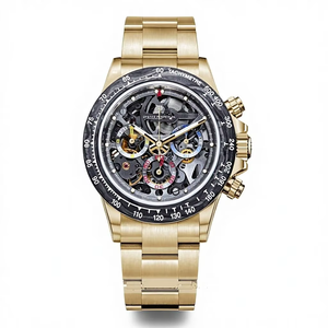 Reloj Cronógrafo Mecánico de Lujo de Edición Limitada de 41 mm, Tono Dorado, Estilo Hip Hop, Esfera Esqueleto de Alta Calidad, Acero Inoxidable - Product Image 1