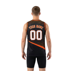 Ensemble de maillot de basket à rayures diagonales pour hommes avec haut sans manches à col en V à imprimé à pois et short uni, noms et numéros d'équipe personnalisés - Product Image 2