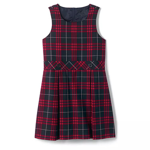 Vestido Escolar Sin Mangas a Cuadros para Niñas con Cintura con Botones, Uniforme Escolar Primario, Tela Tejida - Product Image 2