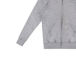 Survêtement gris à capuche pour garçons, manches longues, couleur unie, décontracté, avec fermeture éclair et poche avant, en coton mi-lourd, pour l'automne - Product Image 3