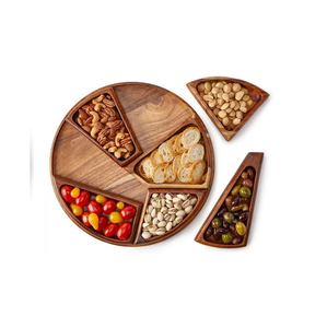 Bandeja de Servir de Madera Hecha a Mano con 6 Compartimentos, Organizador Ecológico para Aperitivos y Condimentos, Utensilios de Cocina Modernos y Personalizables, 100 Piezas - Product Image 2