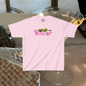 Custom Logo Funny Pun Graphic Baby Tee Olive you, 100% Cotton Women's Slim Fit Crop <b>Top</b>, High Quality Apparel Factory Wholesale. - Product Image 3