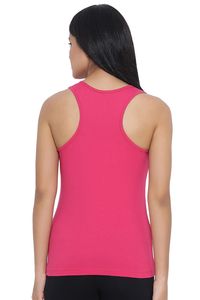 เสื้อกล้ามถักคอตักสีชมพูสำหรับผู้หญิง เสื้อแขนกุดสีทึบลำลอง - Product Image 4
