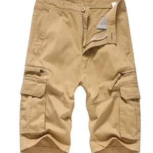 Pantaloncini Cargo Casual da uomo pantaloni corti lunghi multitasche larghi pantaloncini Cargo in cotone con Logo personalizzato da uomo