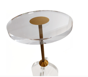 Clear Acrylic <b>Side</b> <b>Table</b> <b>Gold</b> Metal Pedestal End <b>Table</b> Modern Living Room Accent Coffee <b>Table</b> - Product Image 3