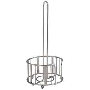 Minimalist Metal Wire <b>Kitchen</b> Roll <b>Holder</b> with Protective Cage Matte Silver Standing Paper <b>Towel</b> Organizer for Home & Hotel - Product Image 2