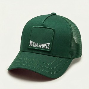 Casquette Trucker verte personnalisée avec patch brodé, casquette snapback en maille, visière incurvée réglable, couvre-chef décontracté pour activités de plein air et sportives - Product Image 4