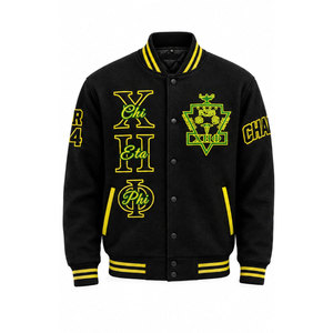 Chaqueta Universitaria Chi Eta Phi para Hombre, Negra y Amarilla, con Letras Bordadas, Estampado 'Service For Humanity 32', Logotipo Frontal, Chaqueta Casual de Otoño - Product Image 5