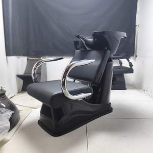 Fauteuil de lavage noir pour salon de coiffure avec bac intégré – Mobilier de salon moderne - Product Image 5