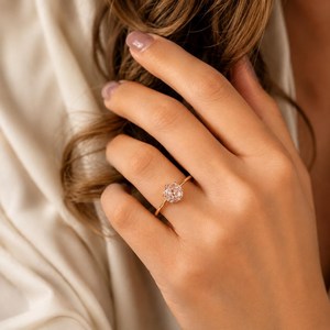 Fine Ring 10K 14K 18K Solid Gold Rose Cut Lab Diamond Engagement Ring Solitaire Ring Bridal Ring Platinum Ring Anniversary Ring - Product Image 5