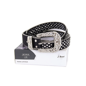 Cintura con Fiori di Diamanti Marca Z 3.8*105CM con Mezzo Bottone e Strass per Accessori Moda Donna - Product Image 2