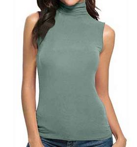 T-shirt sans manches en coton 100% tricoté à la main pour femme, col rond, couleur unie, décontracté, élégant, séchage rapide - Product Image 6