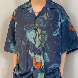 Camisa Blusa Vintage de Verano para Hombre, de Secado Rápido, Transpirable, con Estampado Tie-Dye, Antiarrugas, de Manga Corta, con Estampado de Piel de Serpiente, Hawaiana, de Poliéster - Product Image 1