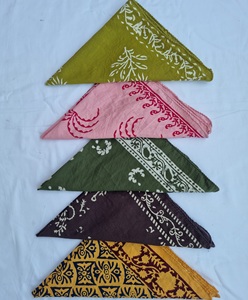 Indian Handmade Block Printed 100% Cotton Bandana-Unisex <b>Square</b> Headscarf Neck <b>Scarf</b> Floral Pattern Breathable Durable Casual - Product Image 1