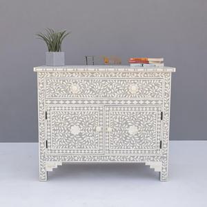 Meuble de rangement portable ILAHI avec tiroir en os incrusté, design moderne et détails en agate - Product Image 2