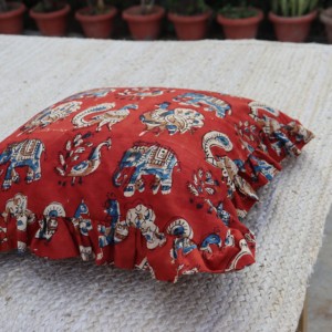 Funda de Cojín Cuadrada Hecha a Mano con Estampado de Bloques, Estilo Bohemio, de Algodón con Volantes, Ecológica, Lavable, para Decoración de Hoteles y Hogares - Product Image 3