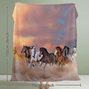 Couverture en flanelle imprimée en 3D avec un cheval qui court, pour filles et femmes, couverture en polaire pour les amoureuses des chevaux - Product Image 2