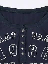 Denim chiffon long sleeve t-shirt women winter casual Y2K style knitted anti-pilling logo top - Product Image 3