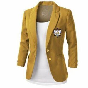 เสื้อเบลเซอร์สีน้ำเงิน Sigma Gamma Rho สำหรับผู้หญิง เสื้อแจ็คเก็ตสตรีนักศึกษาสมาคมกรีก ดีไซน์หรูหรา ตัดเย็บอย่างประณีต เหมาะสำหรับใส่ทำงาน ใส่ลำลอง หรือใส่ในโอกาสทางการ สามารถสั่งตัดได้ - Product Image 1