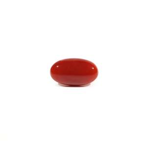 Natural Oval Cabochon Japanese Red Coral 3 Carat Loose Gemstone for Fine Jewelry - Product Image 1