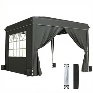 Tenda a Baldacchino Pop-up Nera 3x3 Metri con Pareti Laterali UPF50+, Riparo Istantaneo Portatile da Esterno con Borsa per il Trasporto - Product Image 1