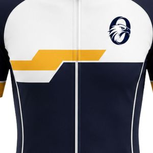 Men's Navy White Yellow Zipper Sublimation Print <b>Cycling</b> Jersey Short Sleeve Bicycle Racing Shirt Outdoor Sports Wear - Product Image 4